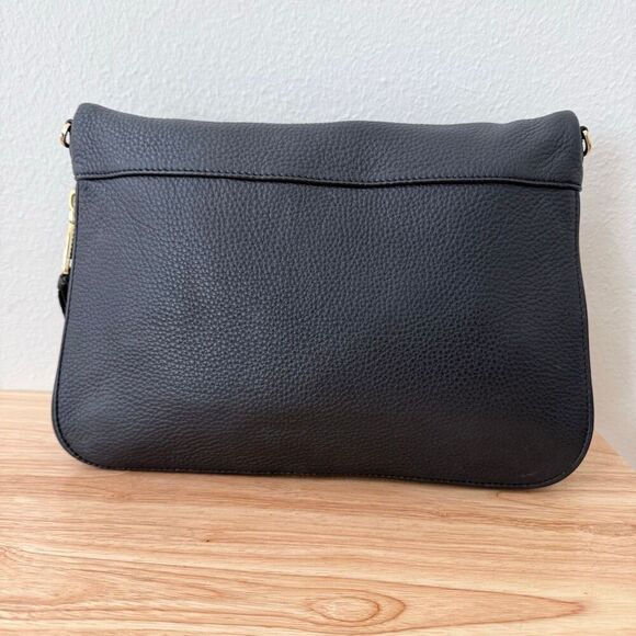 Tory Burch Fleming Two Way Pebbled Black Leather Shoulder Bag Purse Gold Hardwar - Picture 9 of 11